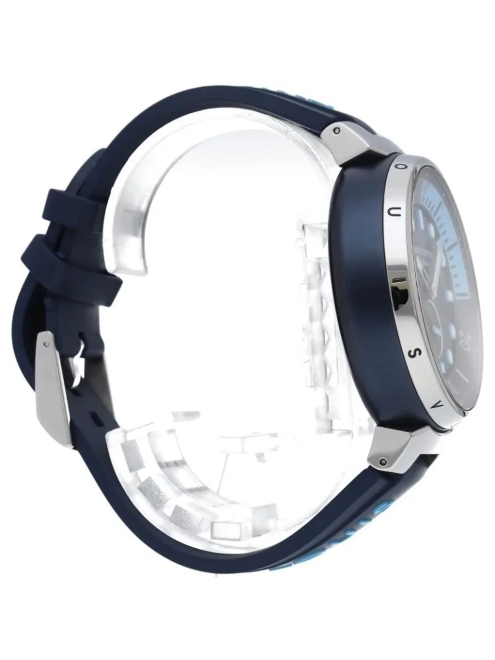 Louis Vuitton Tambour Street Diver Sky Line Watch SS Rubber Blue